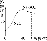 请回答(1)将 t℃饱和硫酸钠溶液降温至40℃时,溶液中________(填"